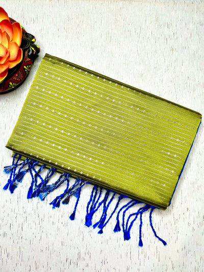 Soft Silk Saree  - Bile Green + Phthalo Blue