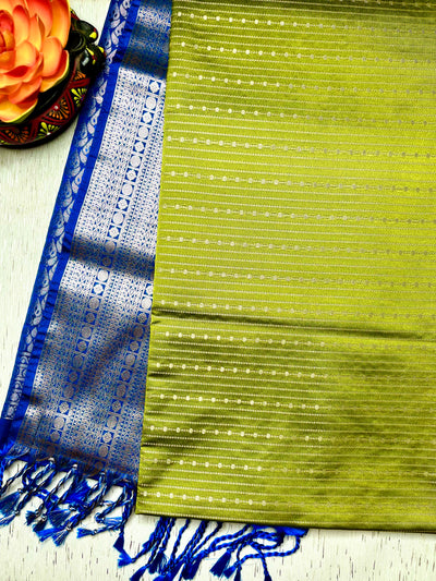 Soft Silk Saree  - Bile Green + Phthalo Blue