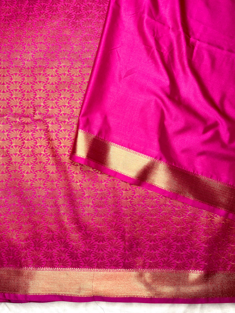 Soft Silk Saree  - Multicolor + Persina Pink