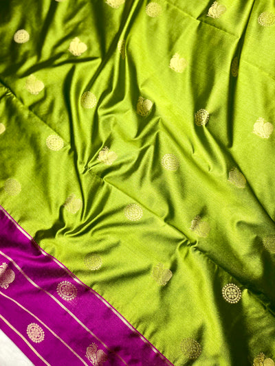 Soft Silk Saree  - Barf Green + Plum Velvet