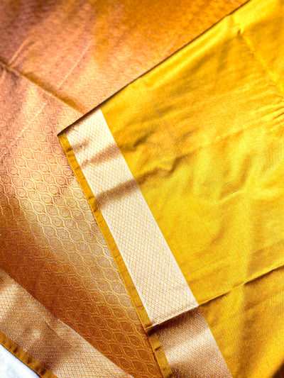 Soft Silk Saree  - Opera Mauve + Yellow Ochre