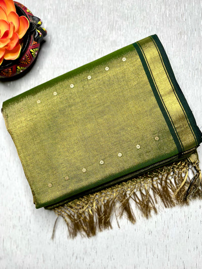 Handwoven Tissue Saree - Limed Oak + Husk