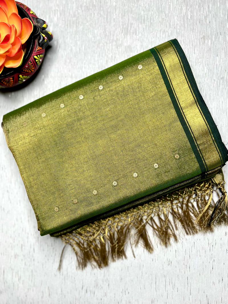 Handwoven Tissue Saree - Limed Oak + Husk