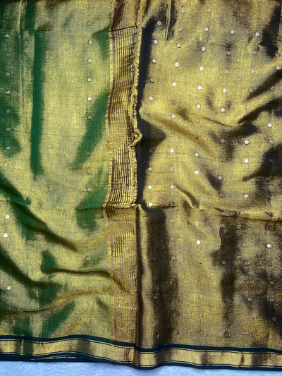Handwoven Tissue Saree - Limed Oak + Husk