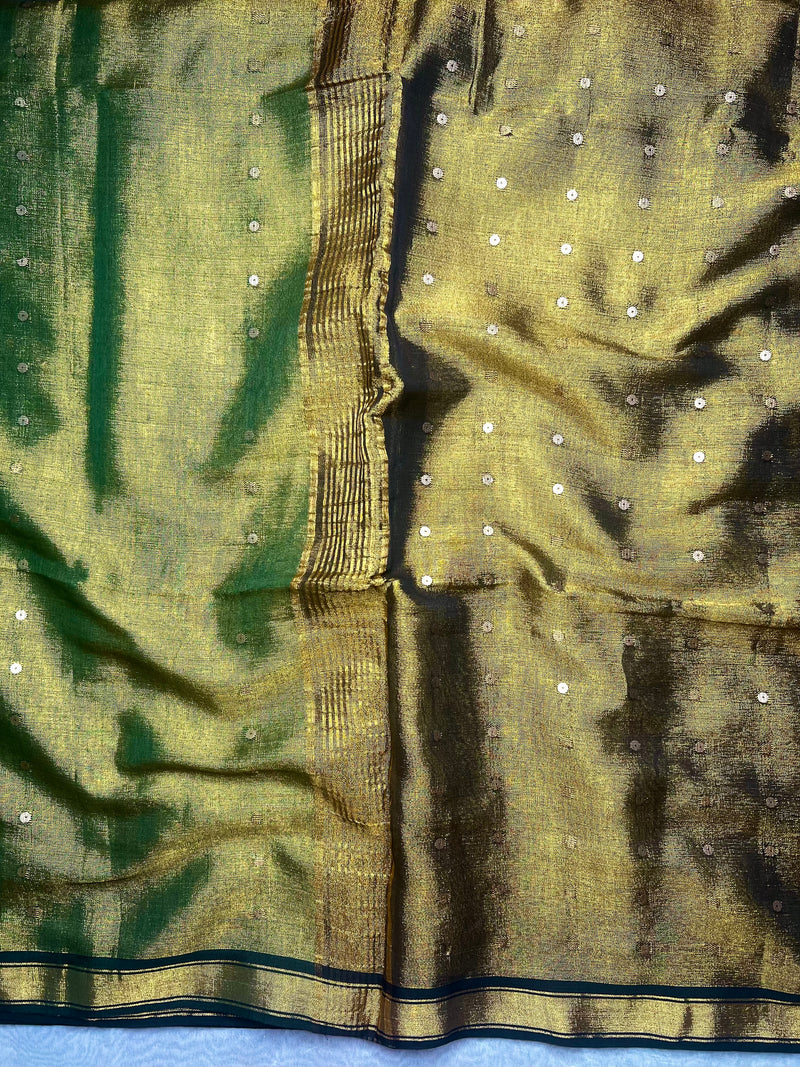Handwoven Tissue Saree - Limed Oak + Husk