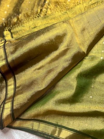 Handwoven Tissue Saree - Limed Oak + Husk