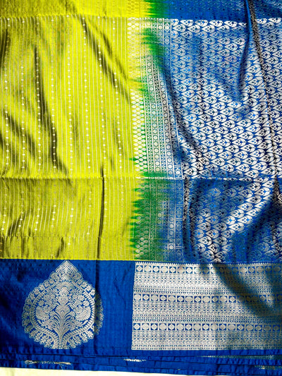 Soft Silk Saree  - Bile Green + Phthalo Blue