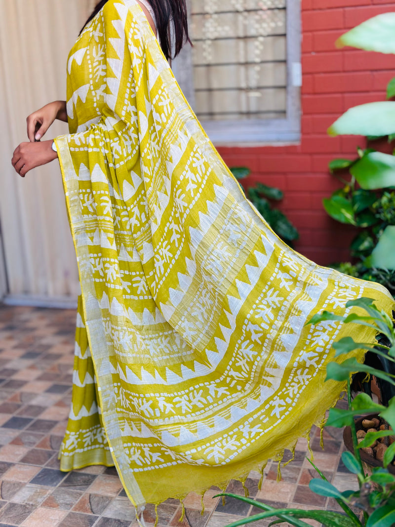 EXP - Kanmani - Mustard linen saree