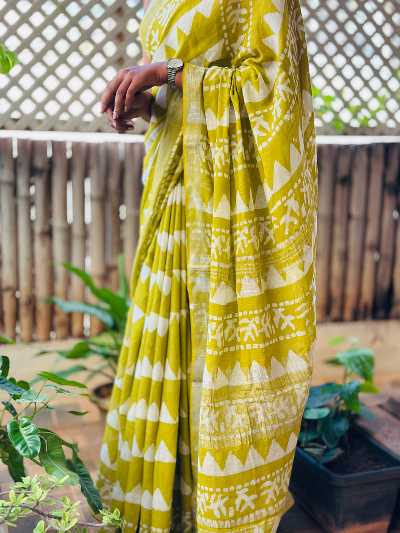 EXP - Kanmani - Mustard linen saree