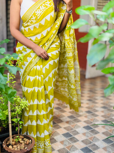 EXP - Kanmani - Mustard linen saree