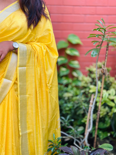 EXP - Kanmani -  Yellow Linen Saree