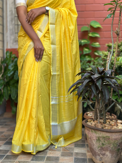 EXP - Kanmani -  Yellow Linen Saree