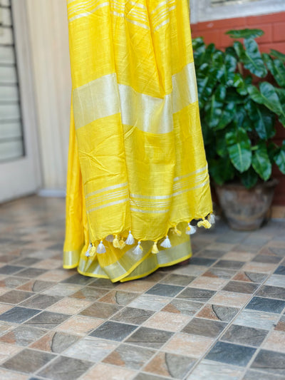 EXP - Kanmani -  Yellow Linen Saree