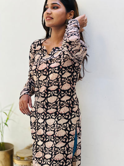 EXP Kanmani - Black Floral kurta