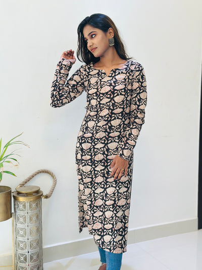 EXP Kanmani - Black Floral kurta