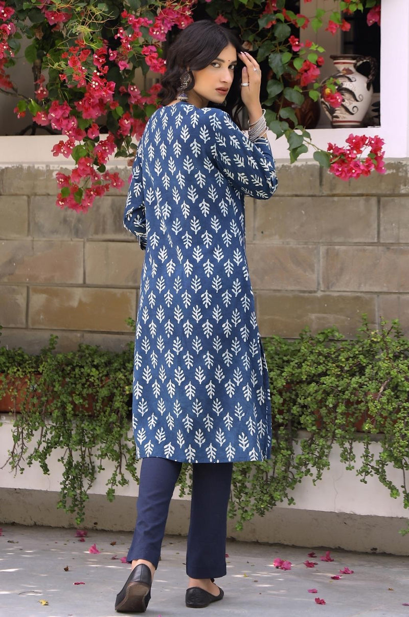 EXP - Indigo Floral Dabu Print Kurta