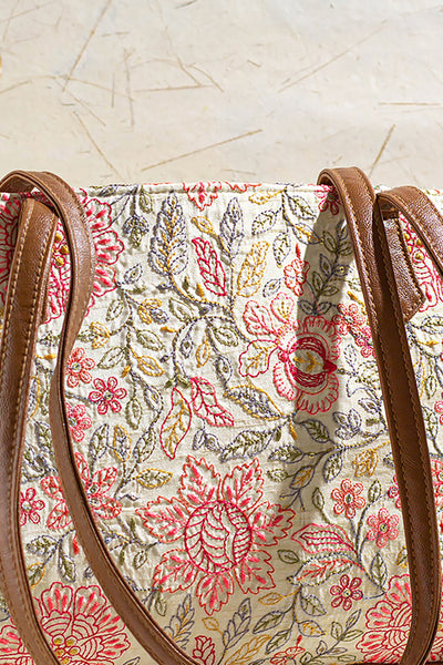 Ivy Floral Embroidered Tote Bag