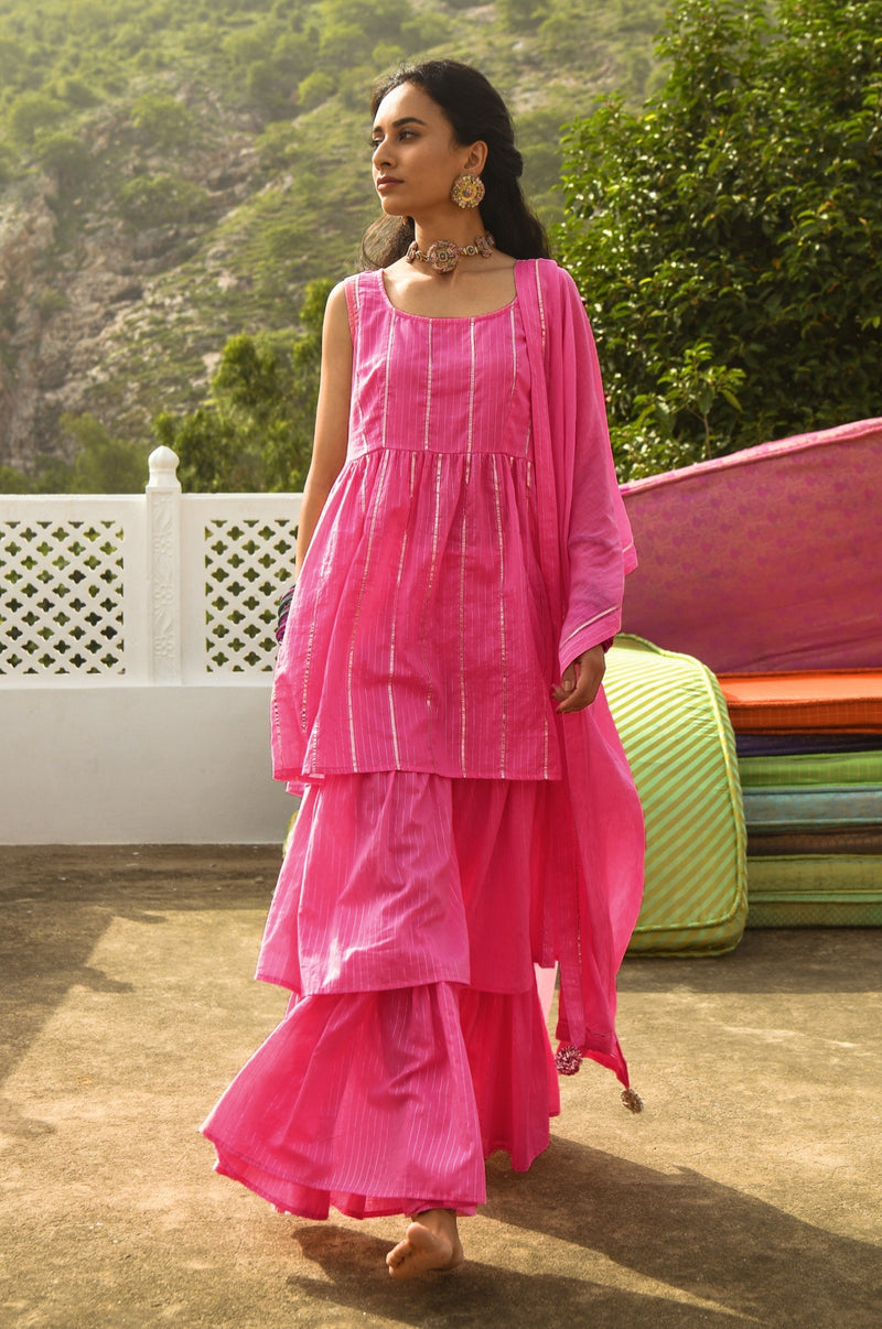 EXP - Kirik Pink Kurta-Sharara Set