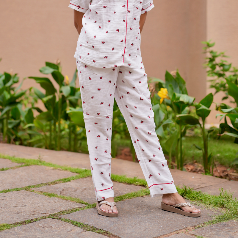 LADY BUG WHITE MUSLIN PYJAMAS