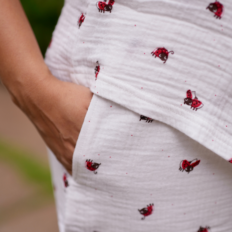 LADY BUG WHITE MUSLIN PYJAMAS
