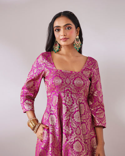 EXP - Laita Pink Banarasi Jaal Dress