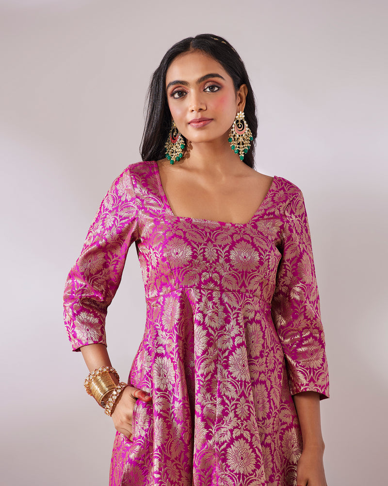 EXP - Laita Pink Banarasi Jaal Dress