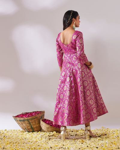 EXP - Laita Pink Banarasi Jaal Dress