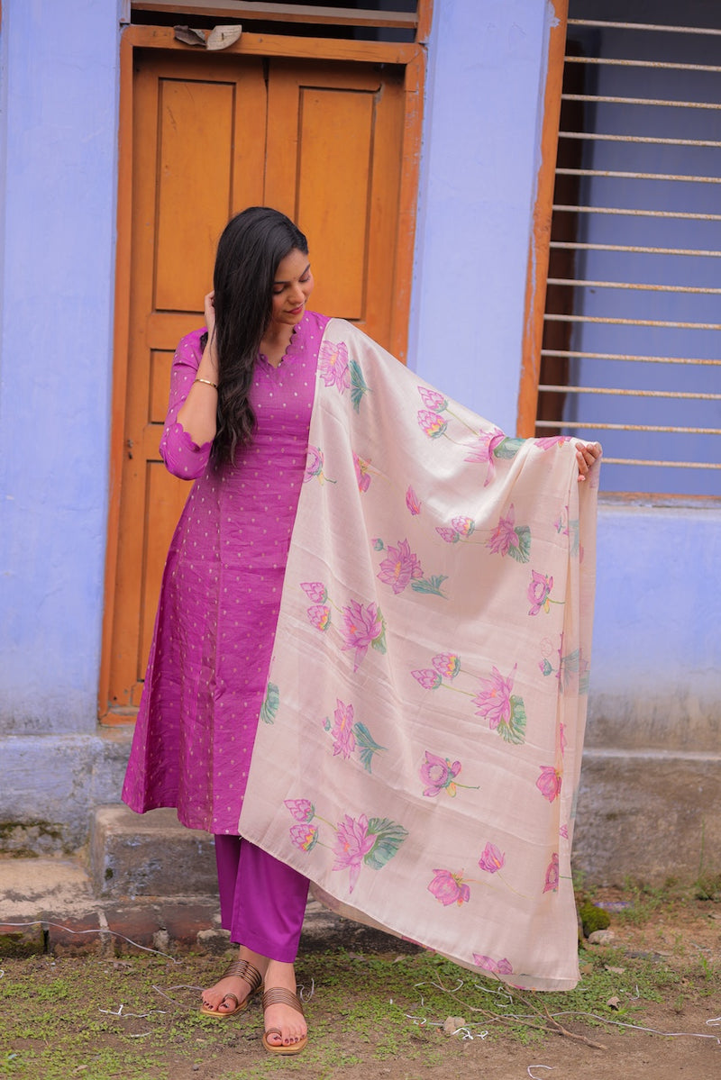 Lavender Lotus Banarasi