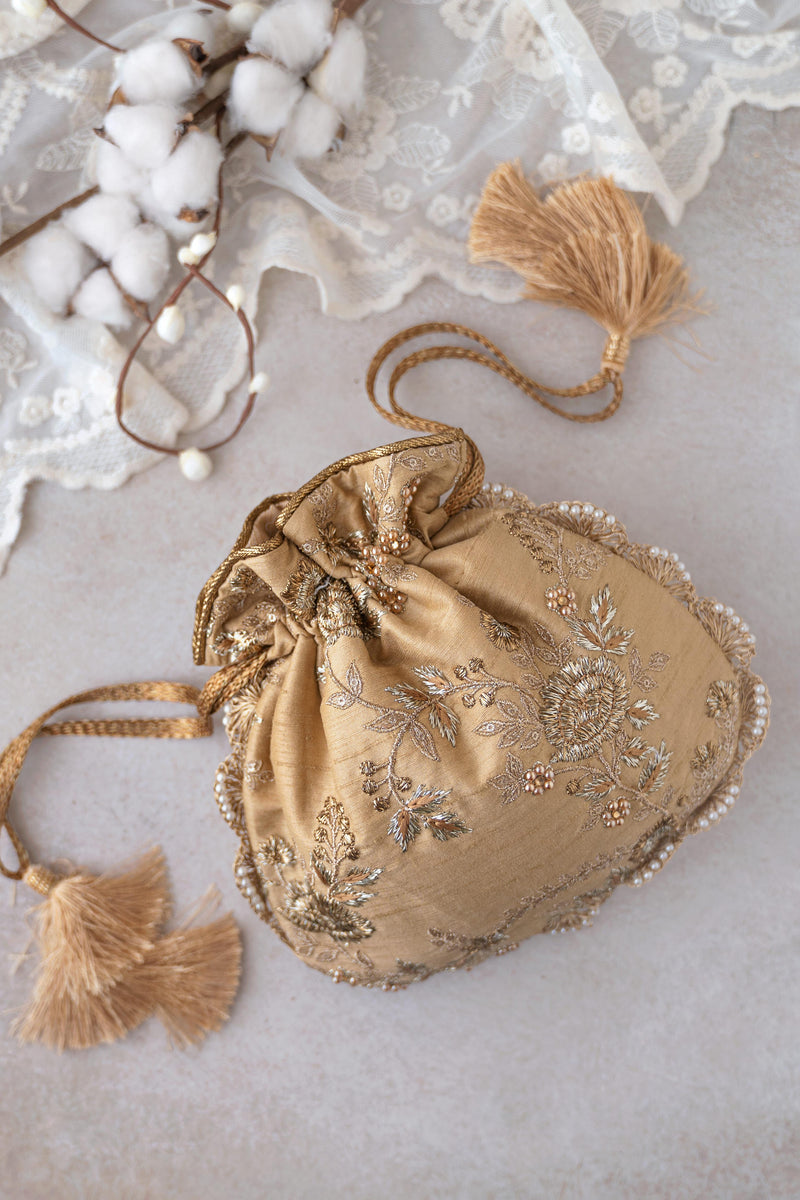 Gold Scallop Potli Bag