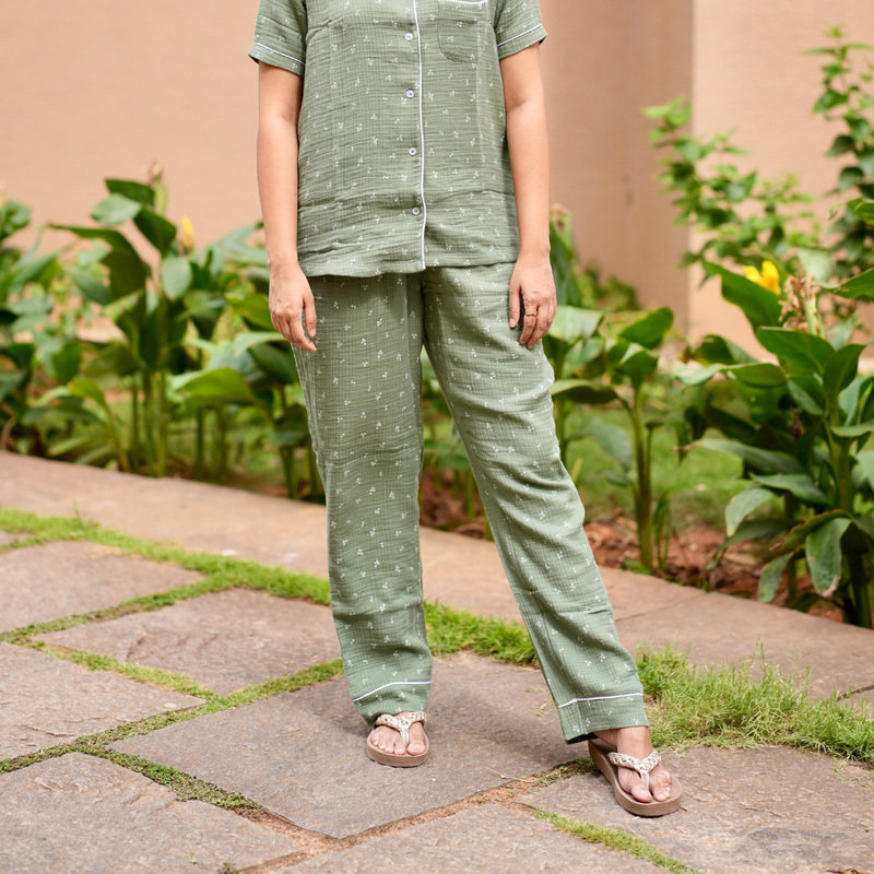 MOSS DUSK GREEN MUSLIN PYJAMAS