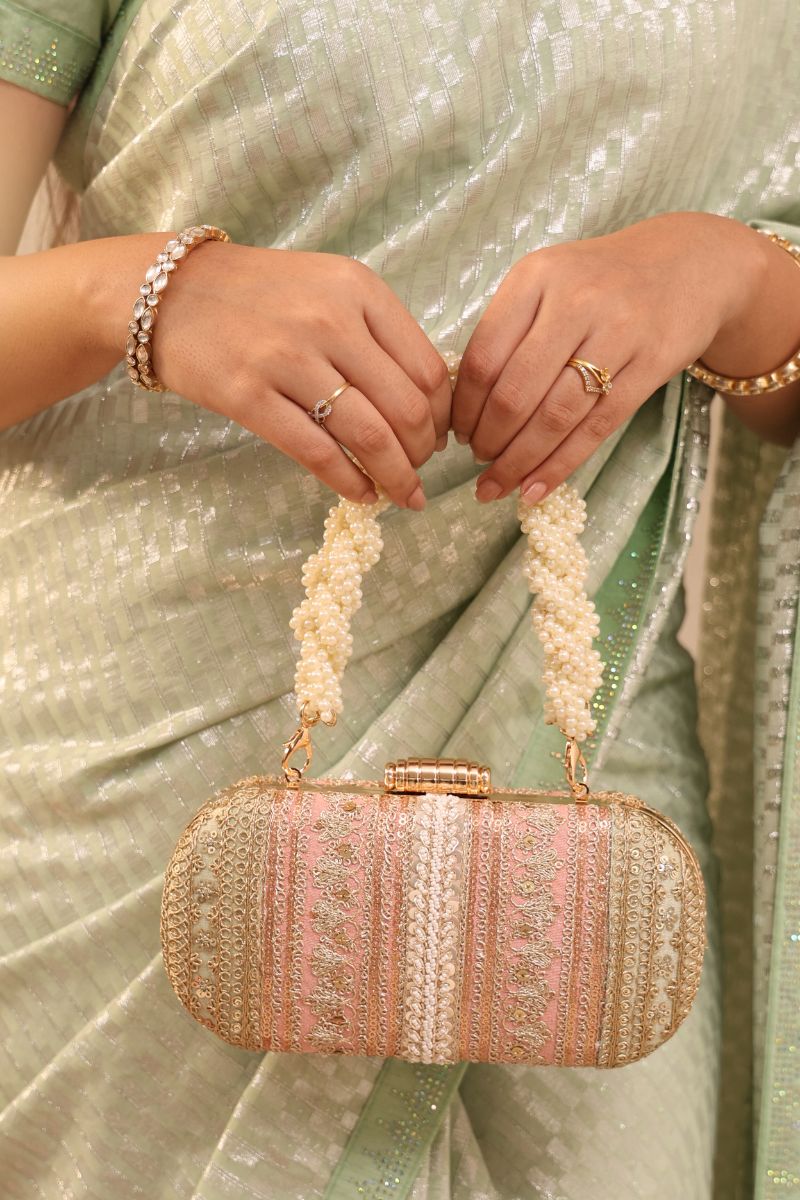 Naaz Embroidered Capsule Clutch - Pastel