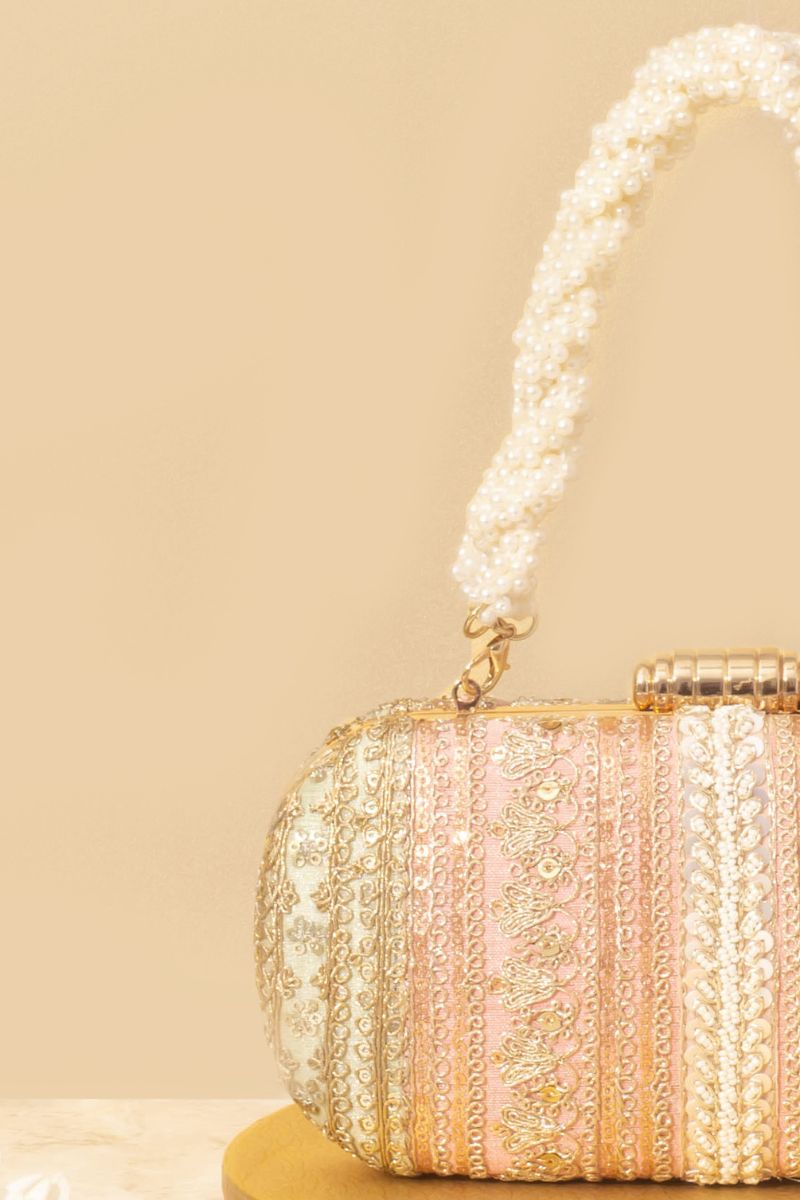 Naaz Embroidered Capsule Clutch - Pastel