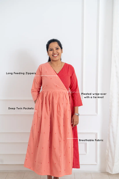 Cantaloupe Aura Wrap Feeding Dress