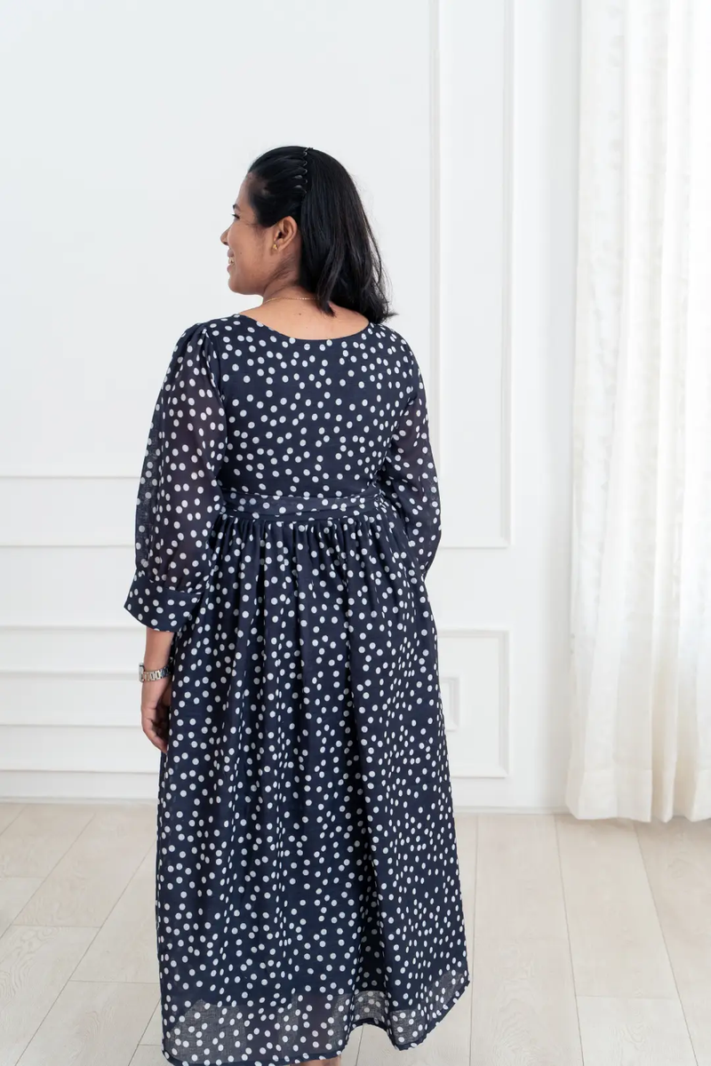 Midnight Dots Flared Feeding Dress