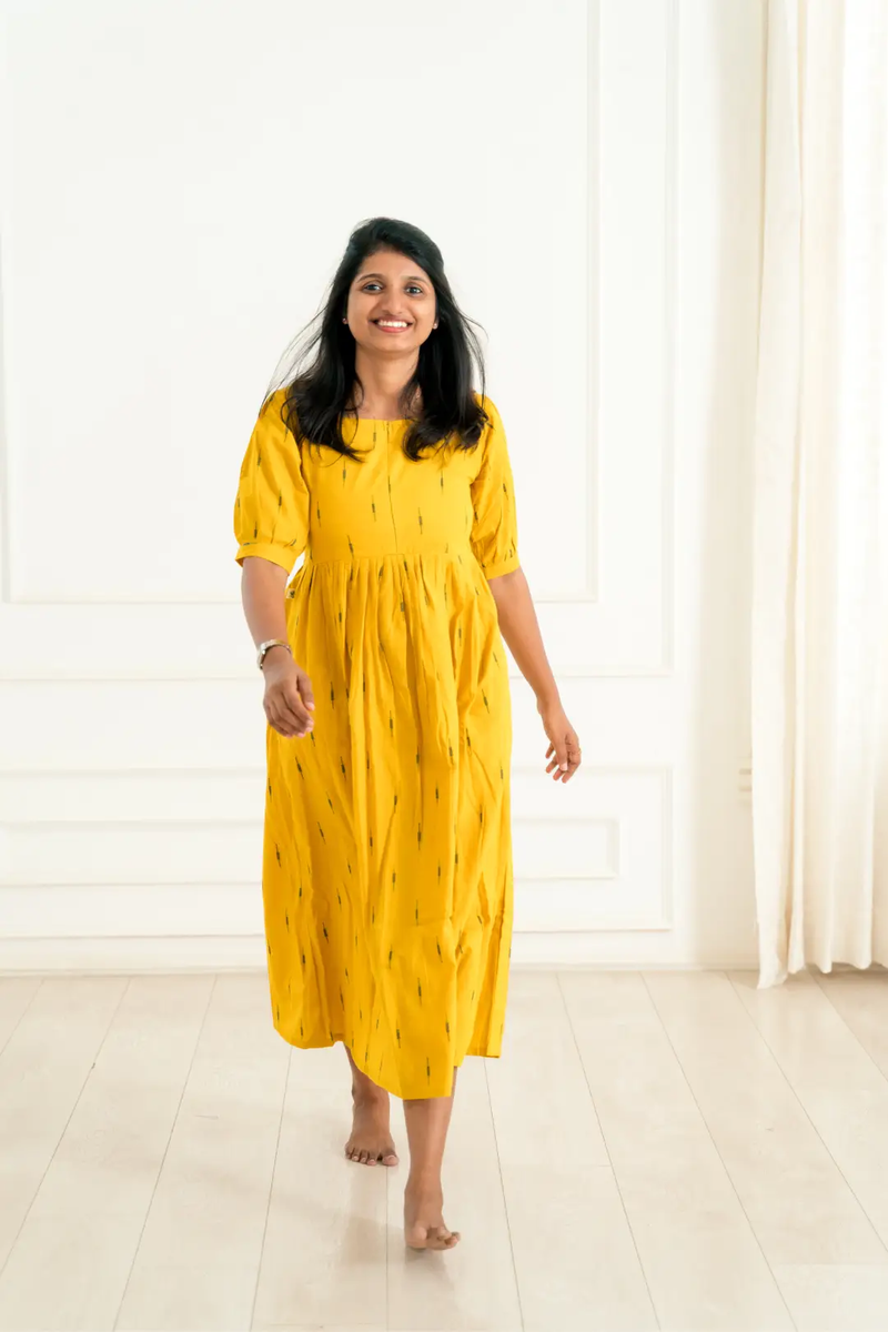 Yellow Aura Maternity Feeding dress