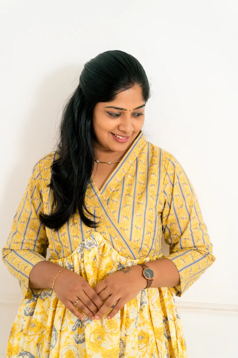 Honey Mustard Maternity Feeding Dress