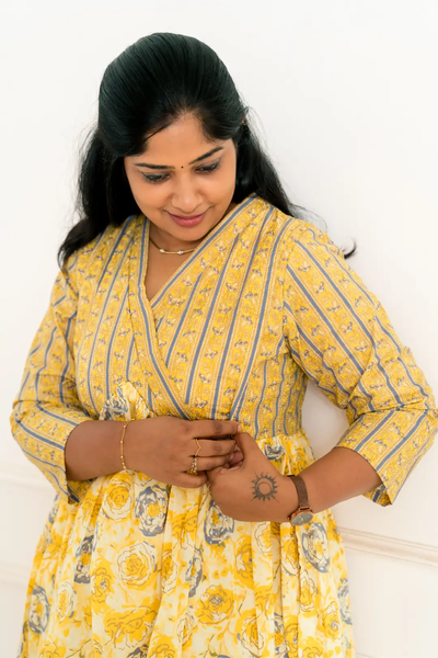 Honey Mustard Maternity Feeding Dress