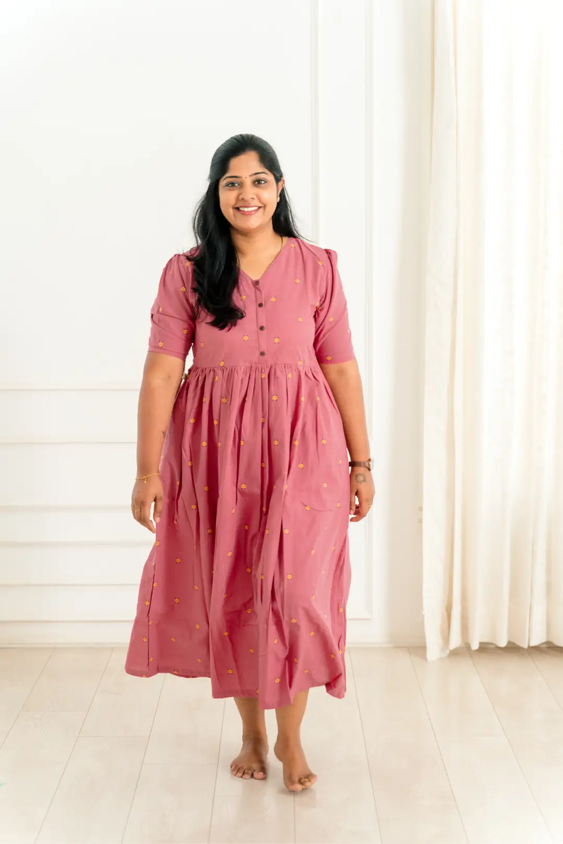 Rosy blush Maternity feeding dress