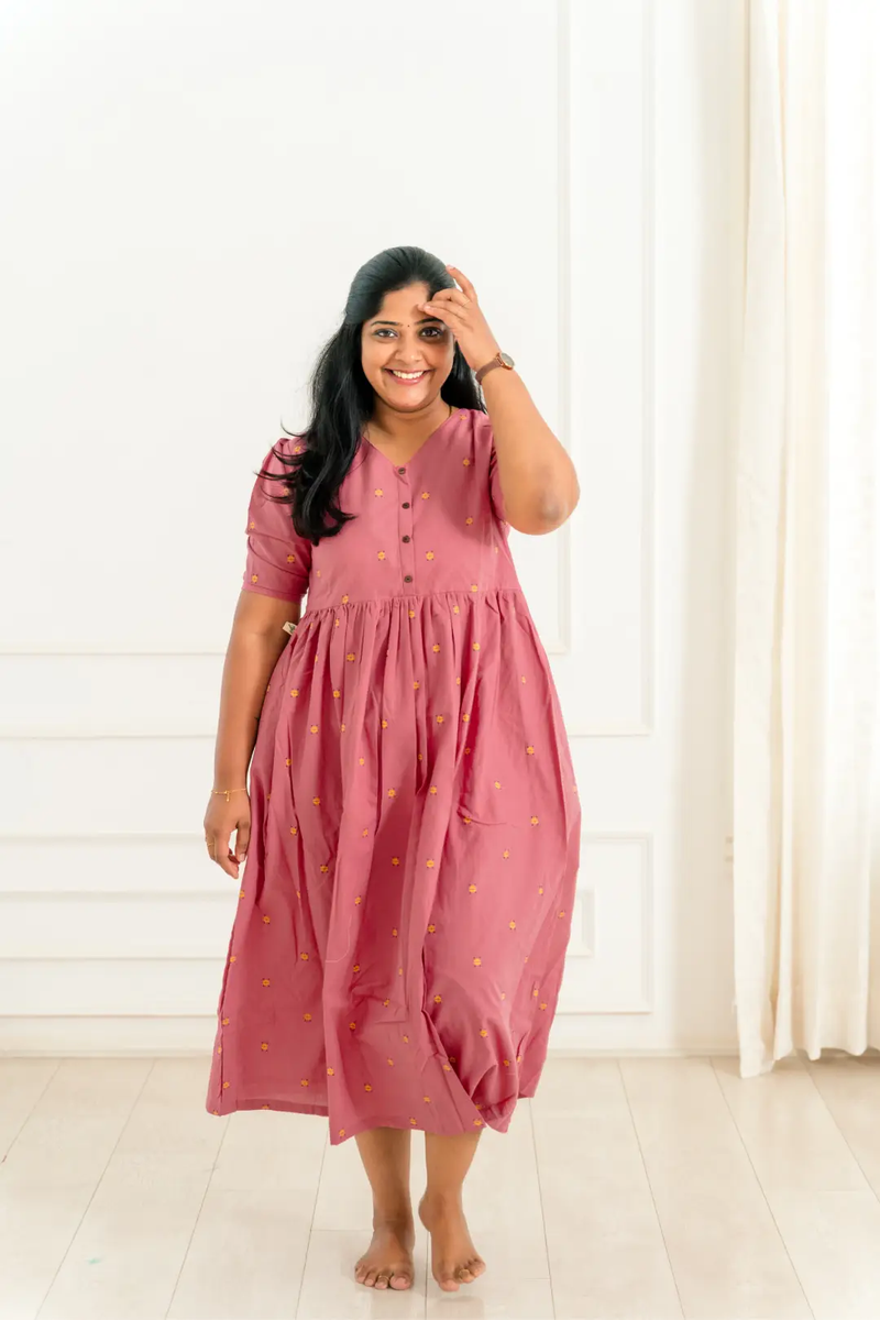 Rosy blush Maternity feeding dress