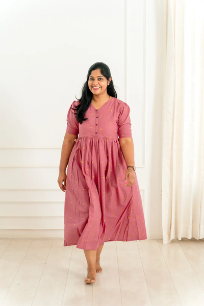 Rosy blush Maternity feeding dress