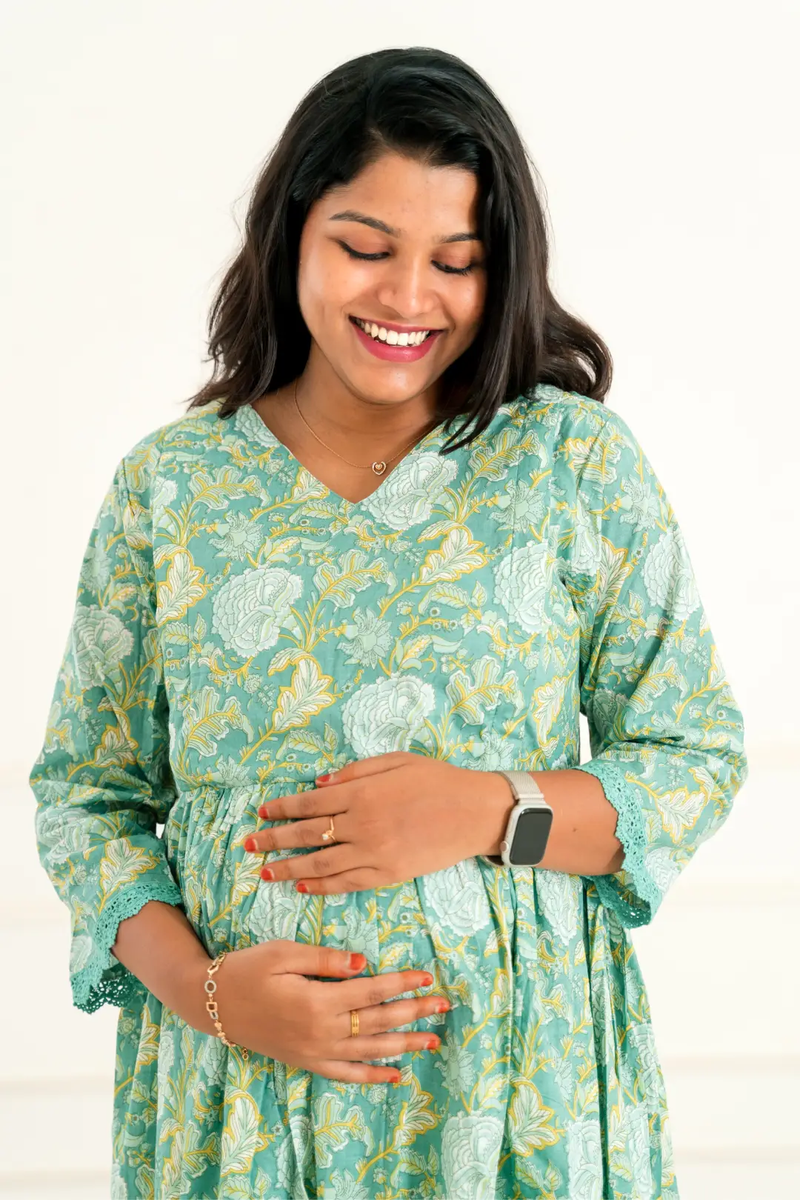 Aquamarine Maternity Feeding Dress