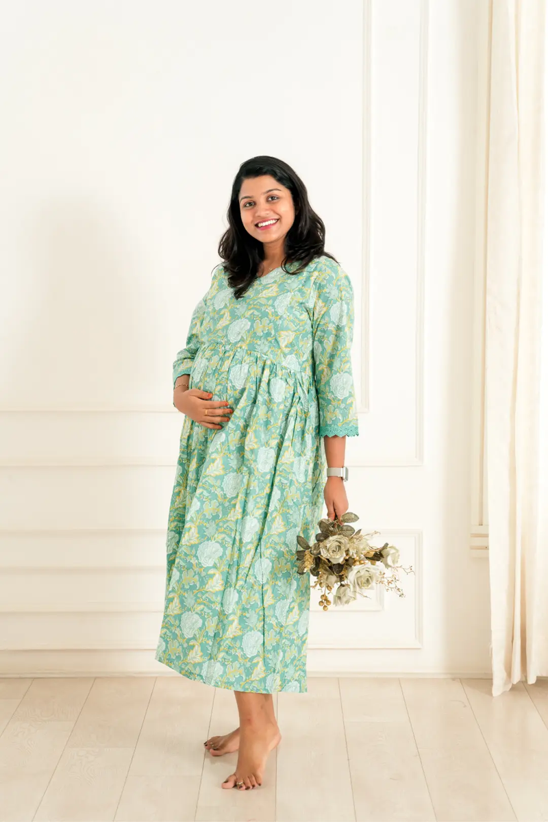 Aquamarine Maternity Feeding Dress