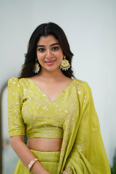 EXP - Zaara - Lime Green Crop Top and Skirt