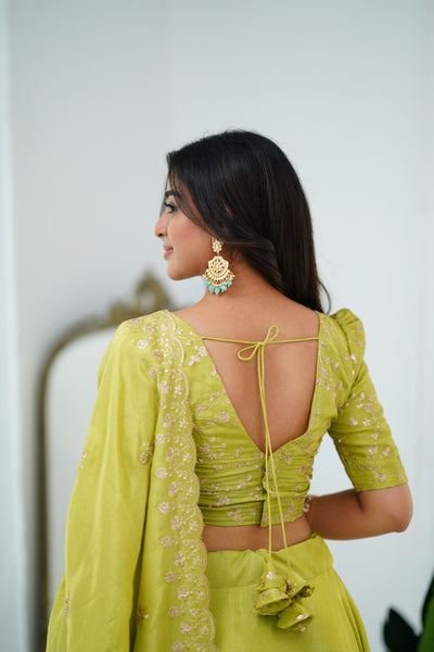 EXP - Zaara - Lime Green Crop Top and Skirt