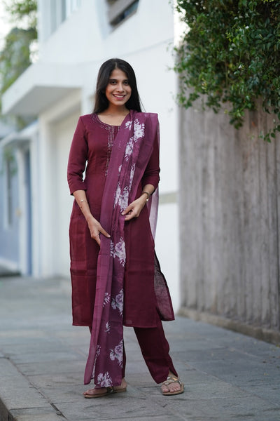 Maroon Linen Salwar