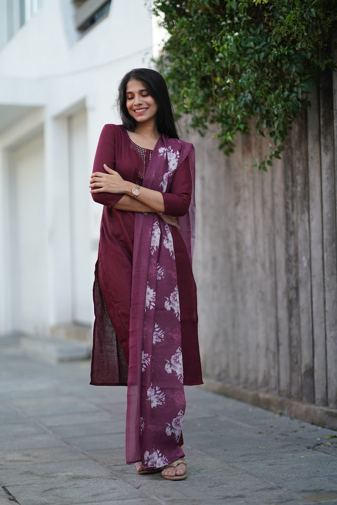 Maroon Linen Salwar