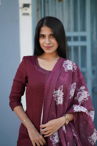 Maroon Linen Salwar