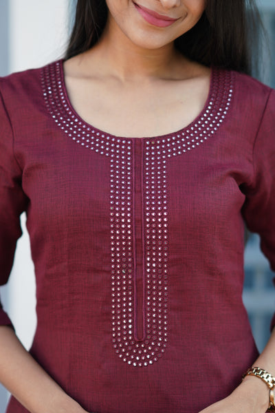 Maroon Linen Salwar