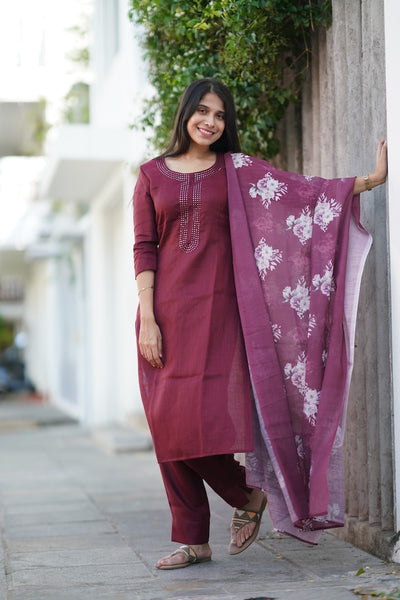 Maroon Linen Salwar