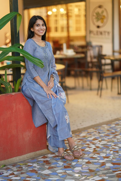 Pastel Blue Linen Salwar